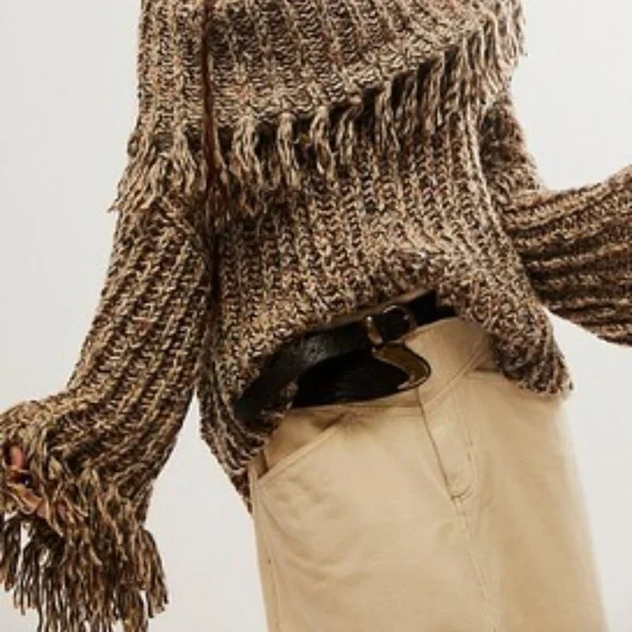 NWT Free People FP One Hensley Fringe Cowlick Sweater - Picture 2 of 4